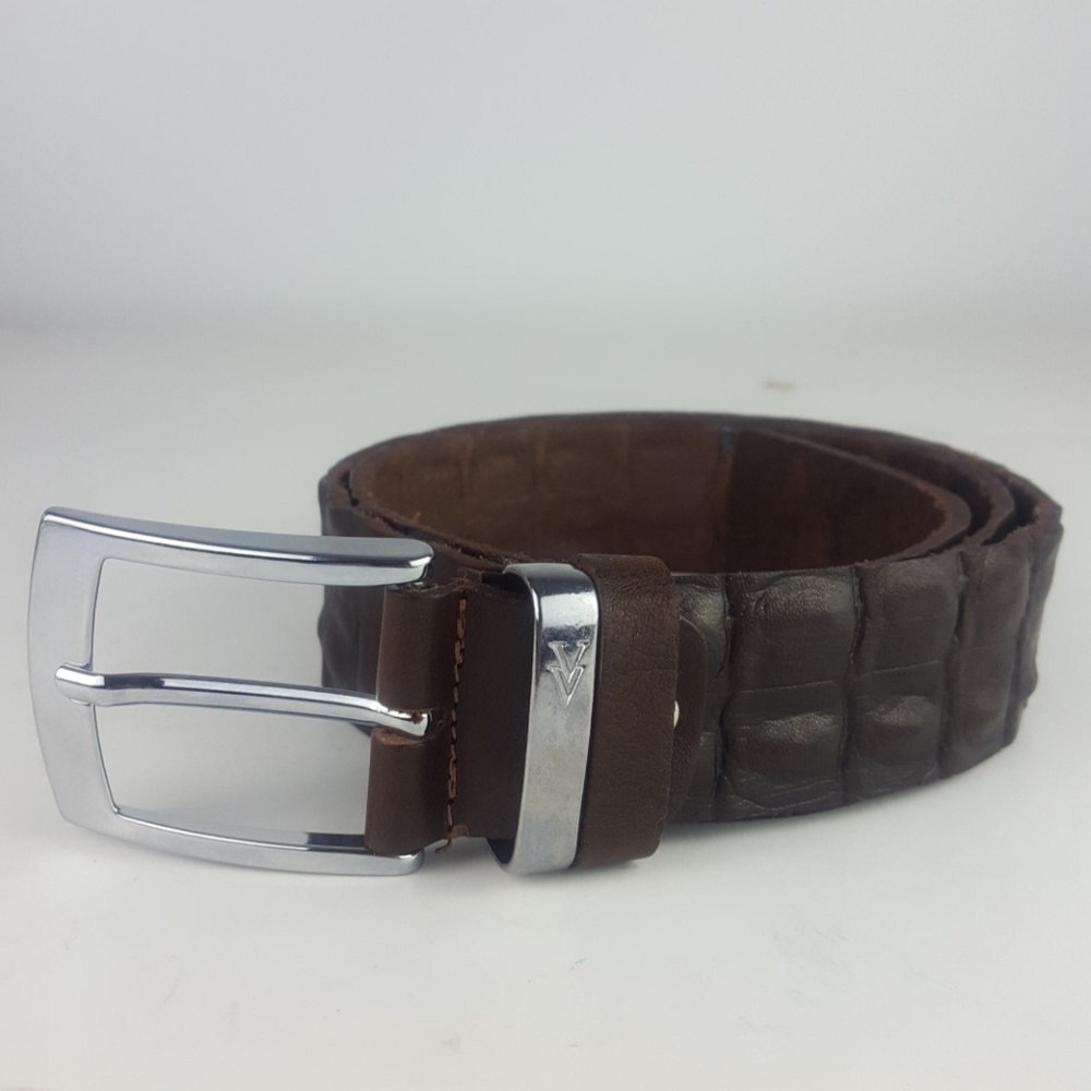 Vera Pelle mens brown crocodile belt